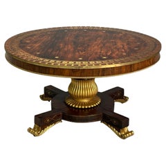 Russian Neoclassical, Rosewood, Brass Inlay, Monumental Center Table, 19th c.