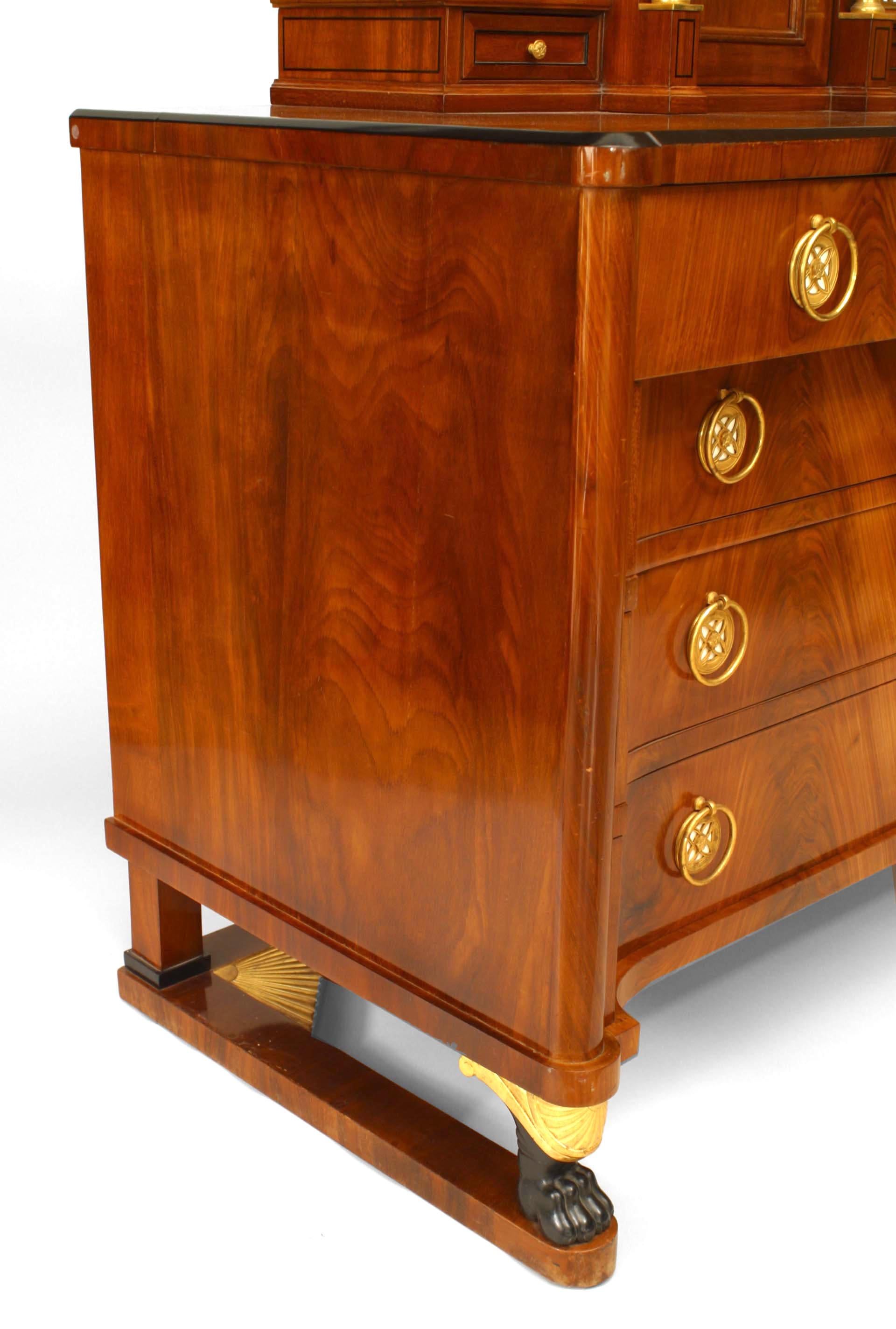 Marble Russian Neoclassic Mahogany Secretaire Chest For Sale