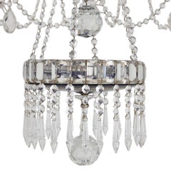 Russian Neoclassical Style Clear and Blue Cut Glass Chandelier