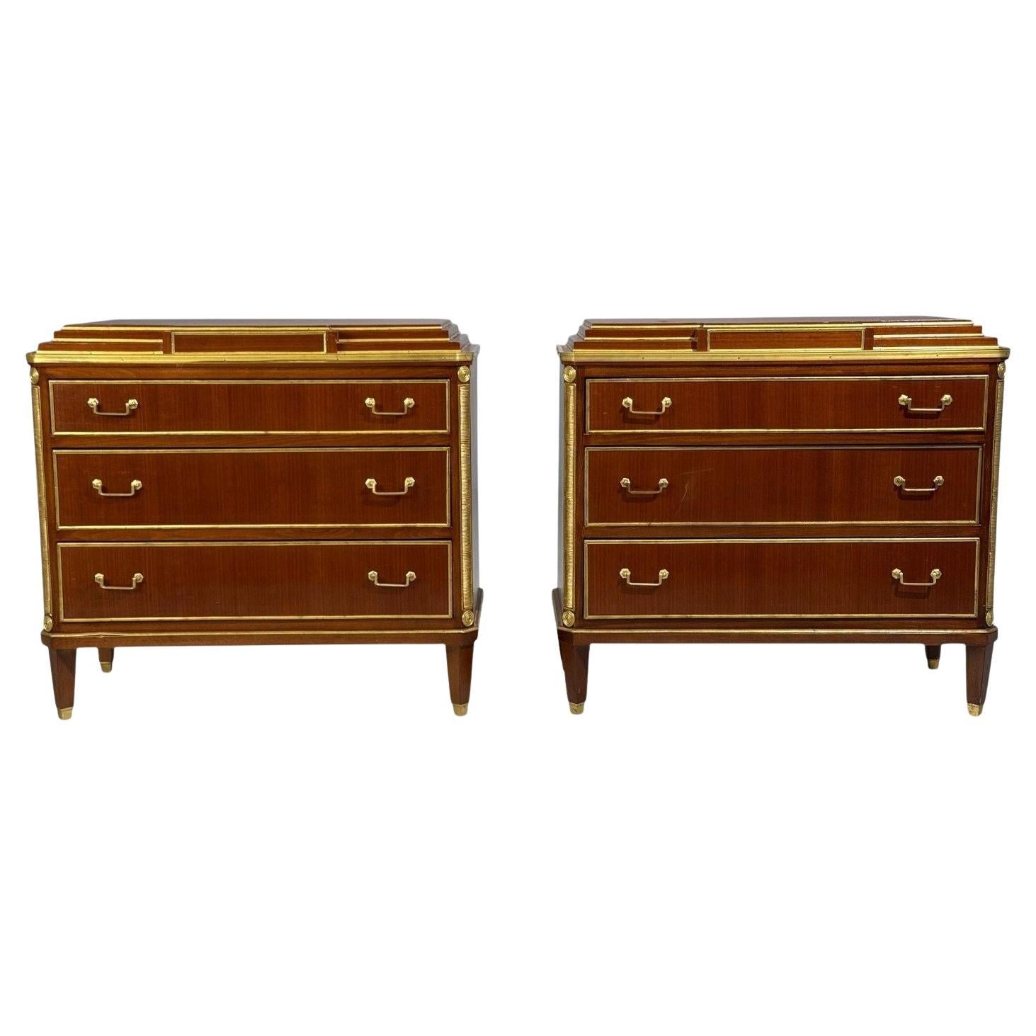 Russian Neoclassical Style, Commodes, Mahogany, Brass, Europe, 1980s