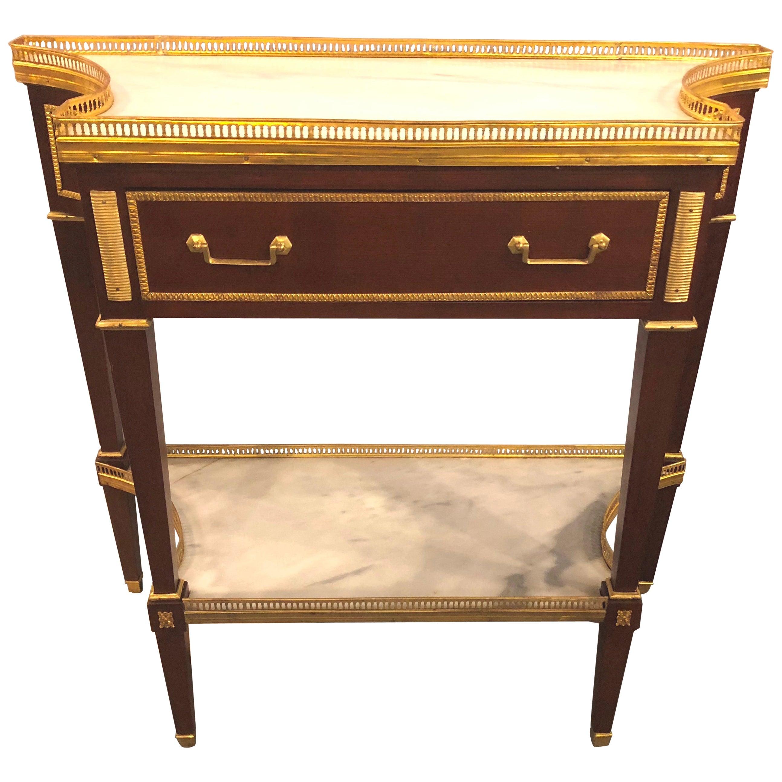 Console/server ou commode russe de style néoclassique avec dessus en marbre