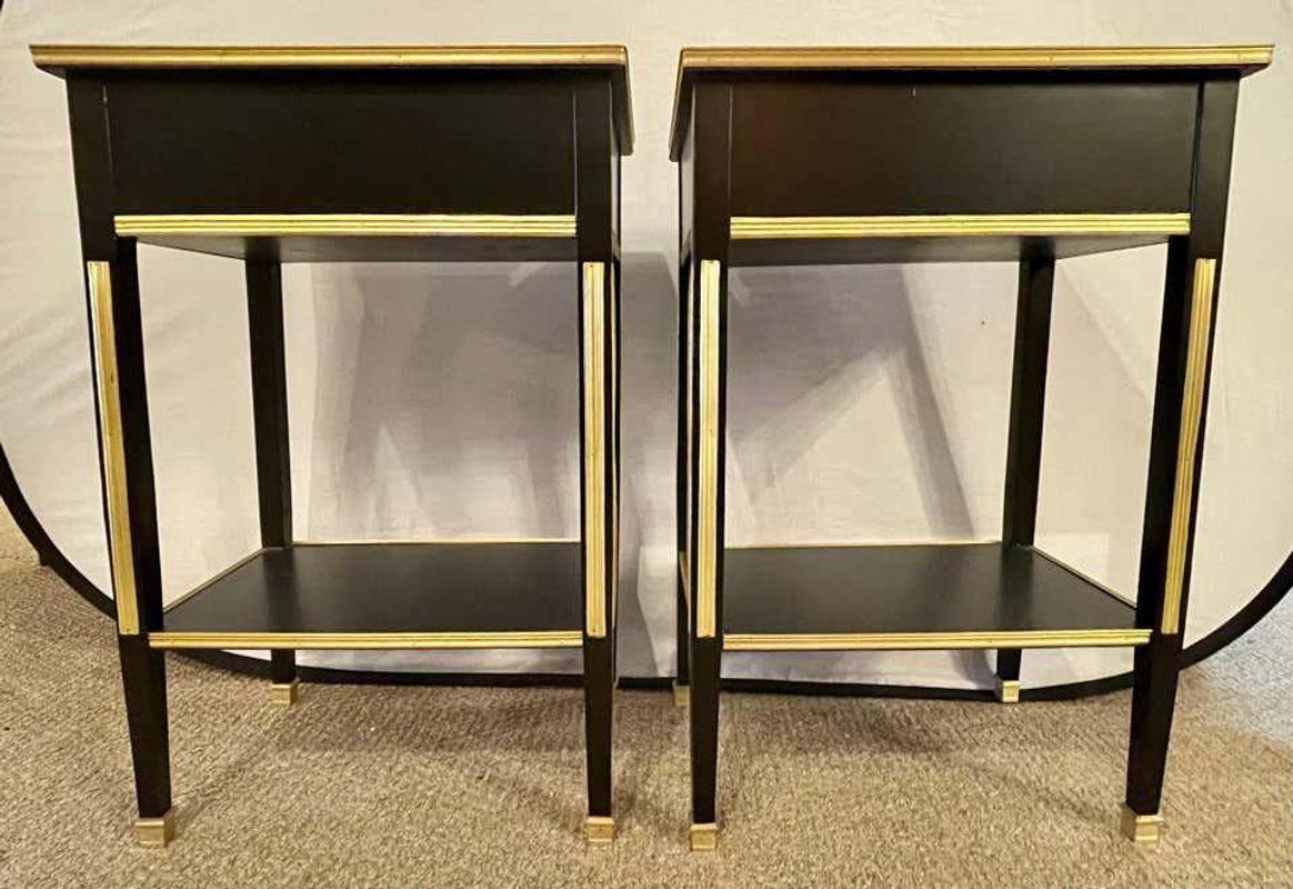 Russian Neoclassical Style Ebony Finish One Drawer Stands or End Tables, a Pair For Sale 3