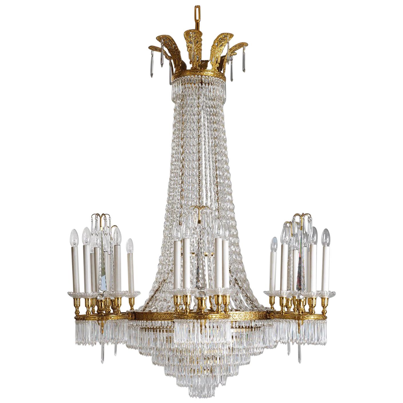 Neoclassical Style Gilt Bronze and Crystal Chandelier by Gherardo Degli Albizzi