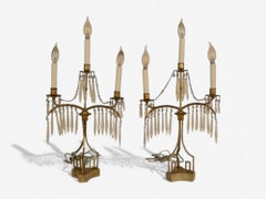 Russian Neoclassical, Table Lamps, Dore Bronze, Crystal, France, 19th C.
