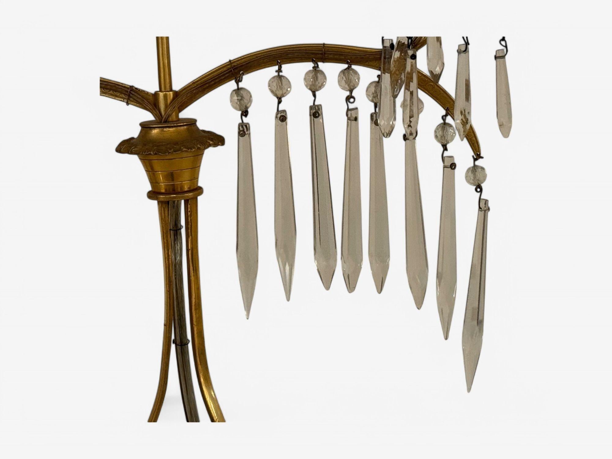 Neoclásico Ruso, Lámparas de Mesa, Bronce Dore, Cristal, Francia, S. XIX en venta 3
