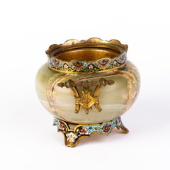 Russian Onyx & Champleve Enamel Planter Vase 19th Century