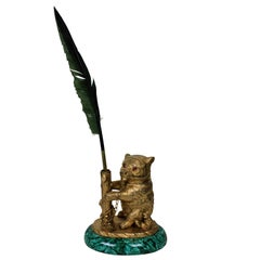 Russian Ormolu and Malachite Encrier