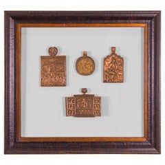 Icone russe ortodosse da viaggio in bronzo, XVIII secolo