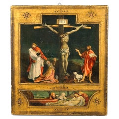 Hand Painted Icon on Wood, Copy of Isenheim Altarpiece, 20th C