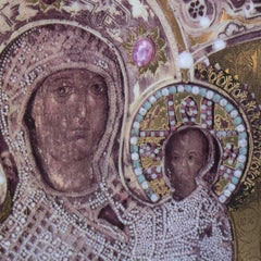 Russian Orthodox Icon Mother of God Gilded Print on Leander Porcelain