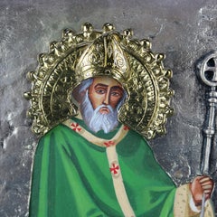 Russisch-orthodoxe Ikone:: Heiliger Patrick von Irland mit gemischtem Metall-Riza