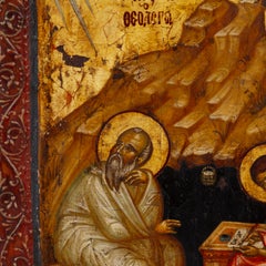 Russian Orthodox Religious Polychrome Icon 19th Century