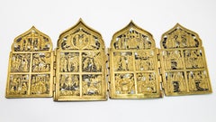 Russian Orthodox Skladen Quadriptych Icon, 19th Century