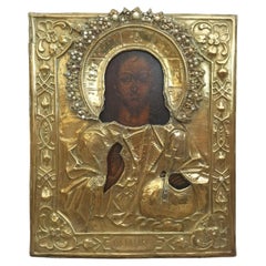 Icono ortodoxo ruso que representa a Cristo, siglo XIX.