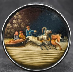 Russian Papier Mache and Lacquer Tobacco Box by Vishnyakov Factiory
