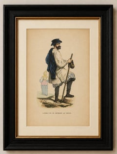 Russischer Bauer aus der Region Moskau - Antike Kostümlithographie, um 1852