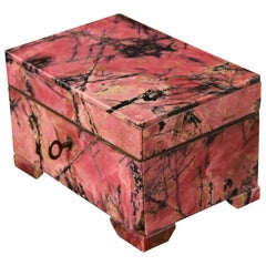 Russian Pink Rhodonite Hard-Stone Table Box, circa 1950