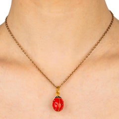 Russian Porcelain Ladybird Easter Egg Pendant, St. Petersburg