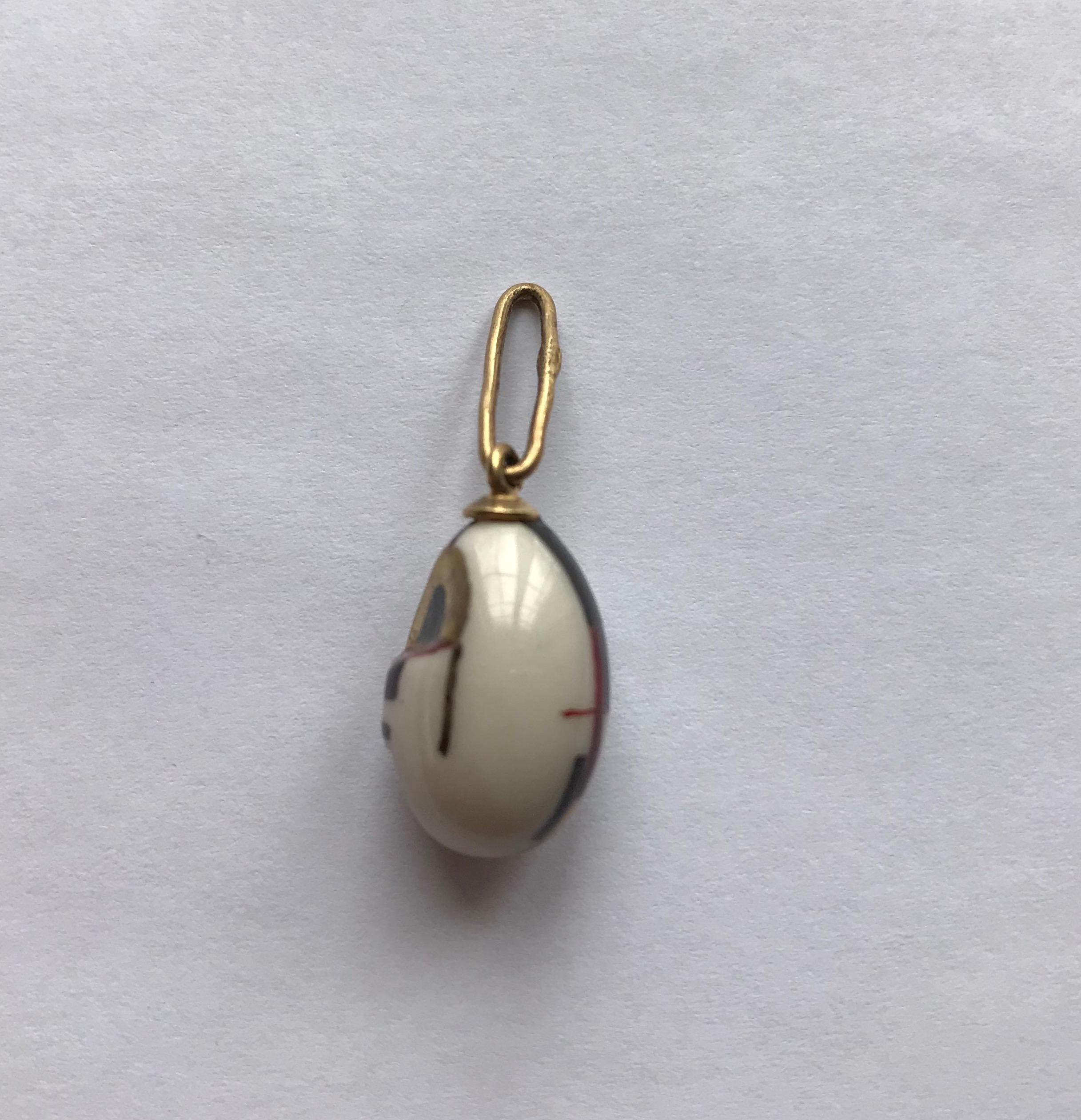 Modernist Russian Porcelain Mask Miniature Egg Pendant, Style of Malevich, 21st Century For Sale