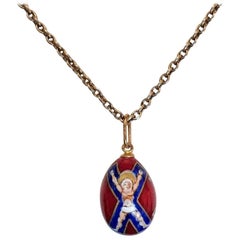 Russian Porcelain Saint Andrew Easter Egg Pendant, St. Petersburg