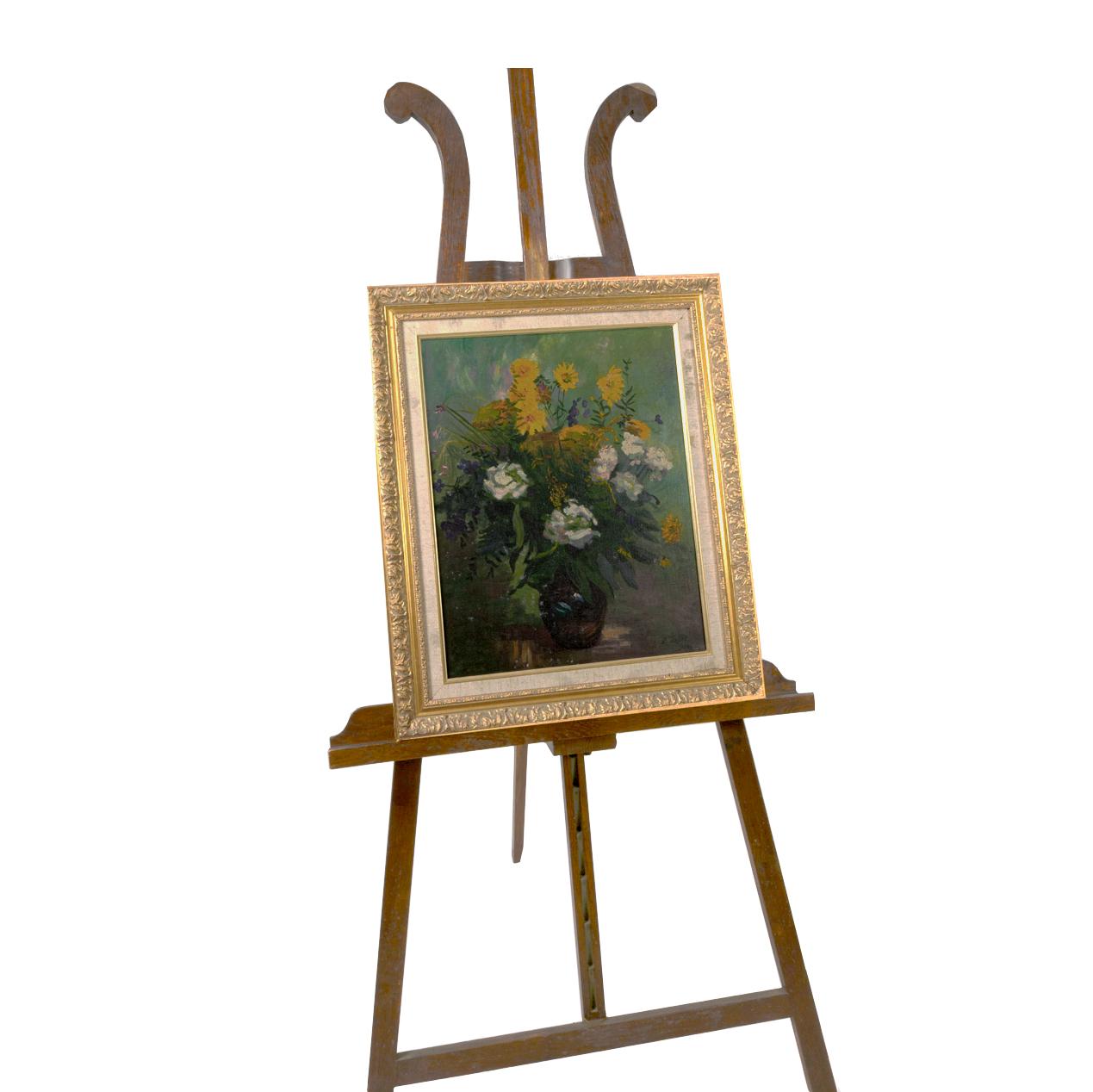 Canvas Russian Post-Impressionist Painting, Autumn Flowers, 19th Century For Sale