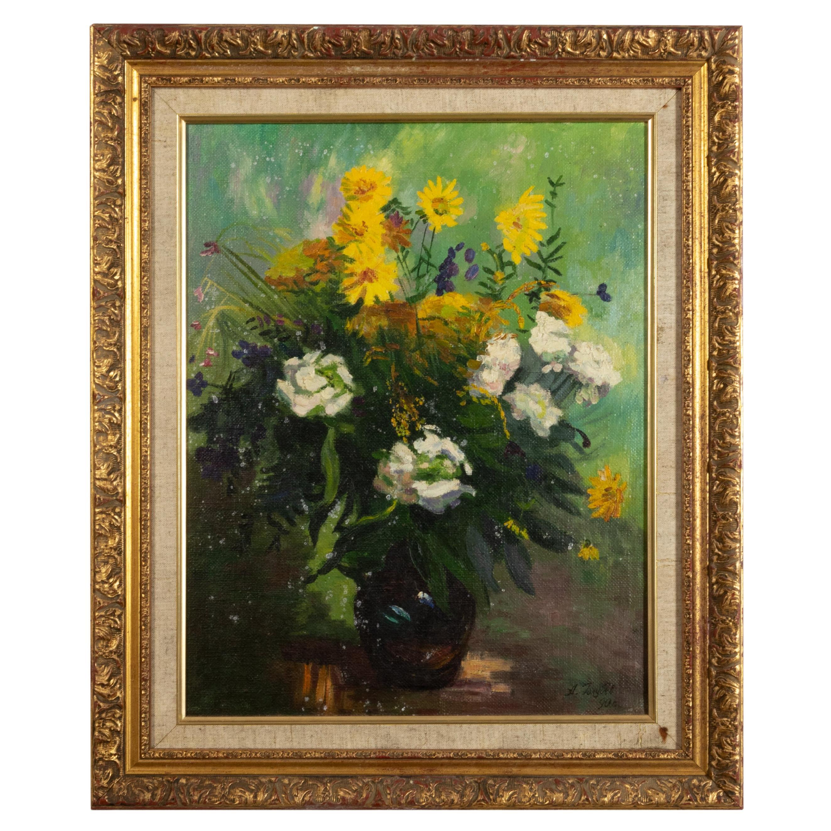 Russian Post-Impressionist Painting, Autumn Flowers, 19th Century