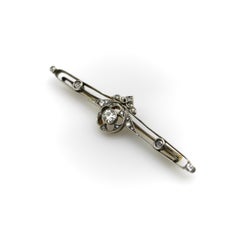 Russian Pre-Revolutionary 14K Gold and Diamond Bar Pin