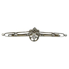 Russian Pre-Revolutionary 14K Gold and Diamond Bar Pin