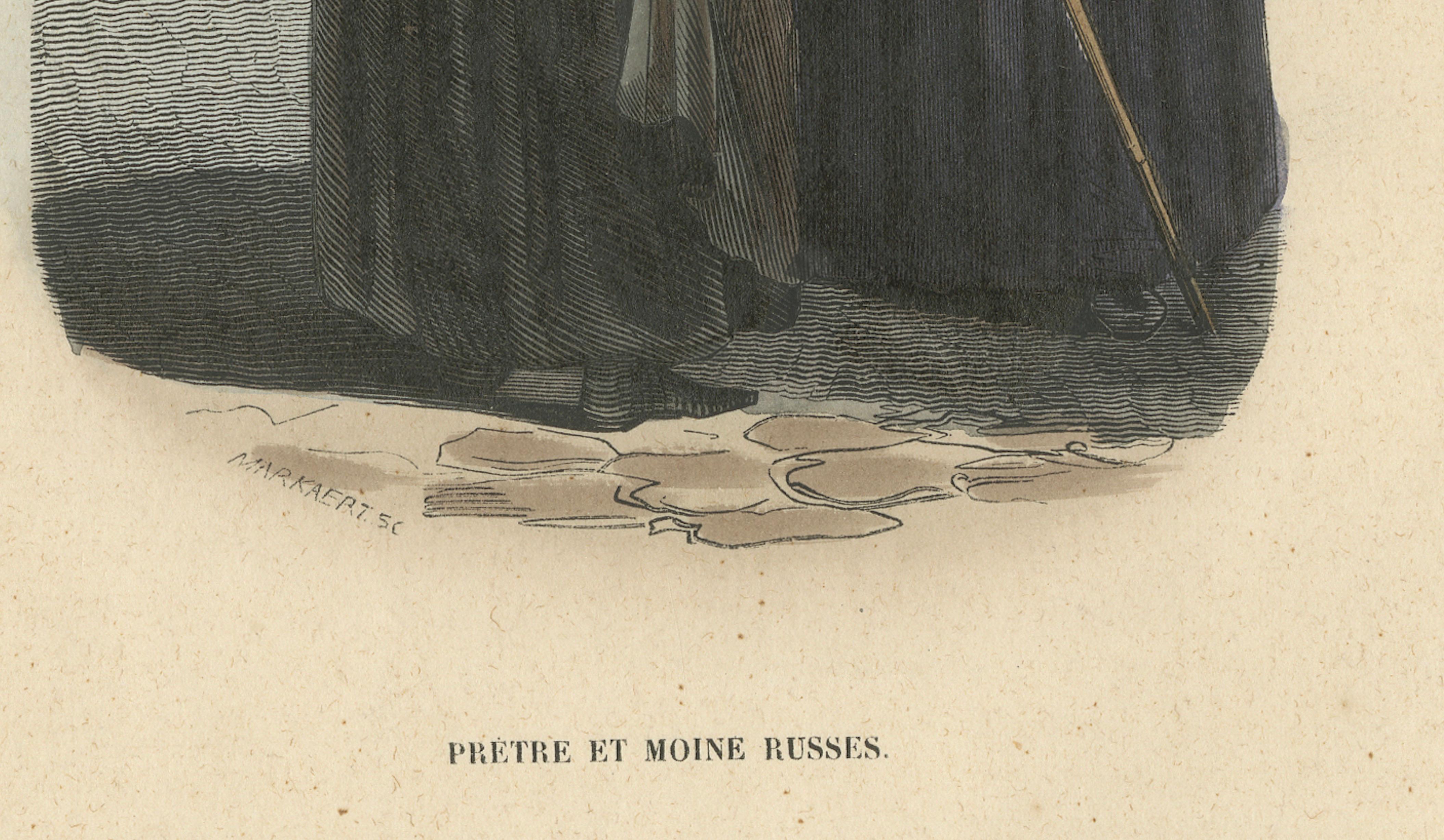 Russian Priest and Monk – Hand-Coloured Lithograph, c.1845