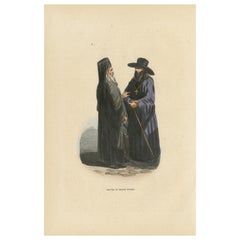 Russian Priest and Monk – Hand-Coloured Lithograph, c.1845