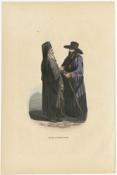 Russian Priest and Monk – Hand-Coloured Lithograph, c.1845