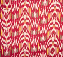 Russian Printed Ikat Design Cotton Fabric Panel, Mid-20th Century or Earlier