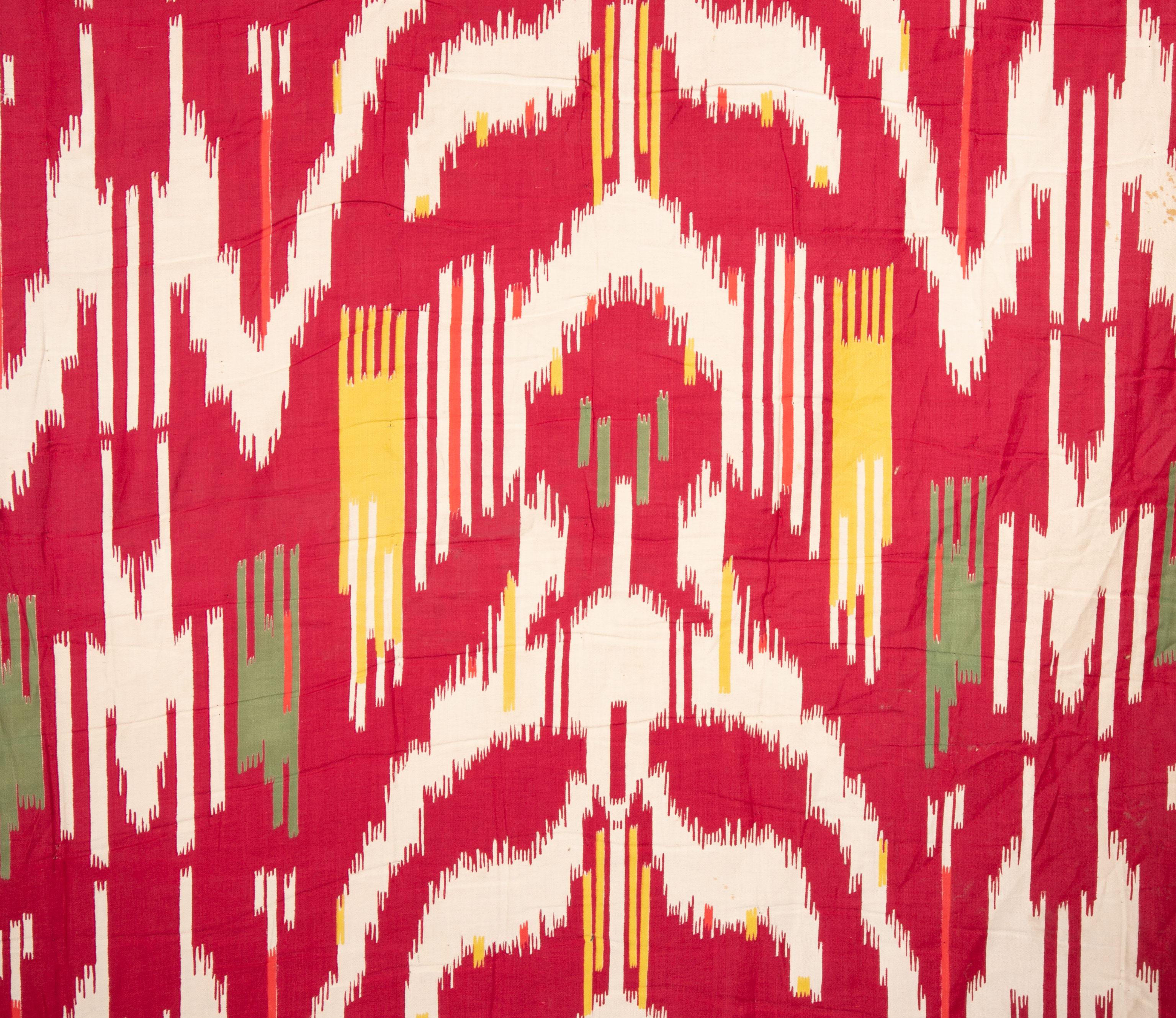 Russian Printed Ikat Design Cotton Fabric Panel, Mid-20th Century or Earlier In Good Condition For Sale In Istanbul, TR