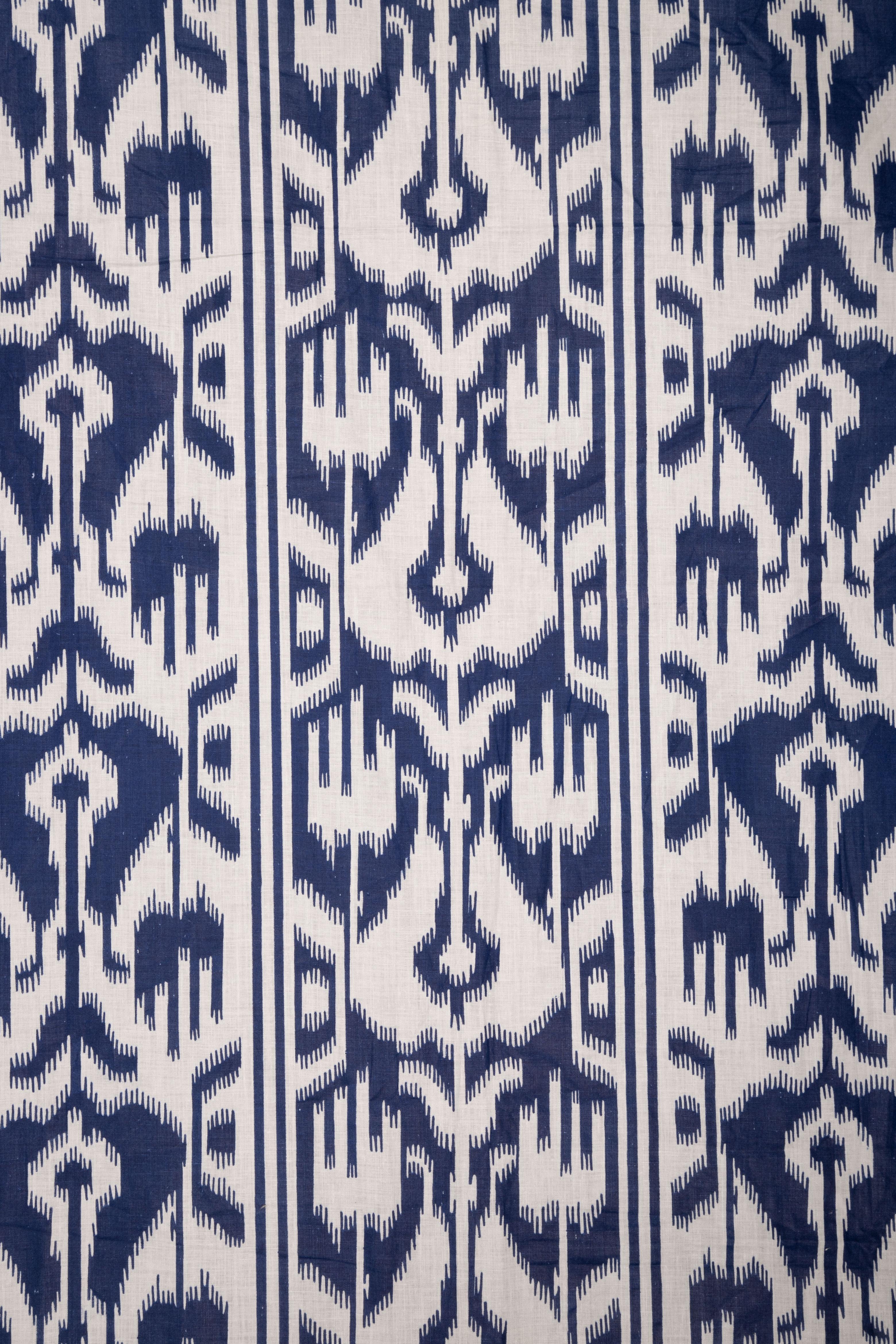 Russian Printed Ikat Design Cotton Fabric Panel, Mid-20th Century or Earlier In Good Condition For Sale In Istanbul, TR