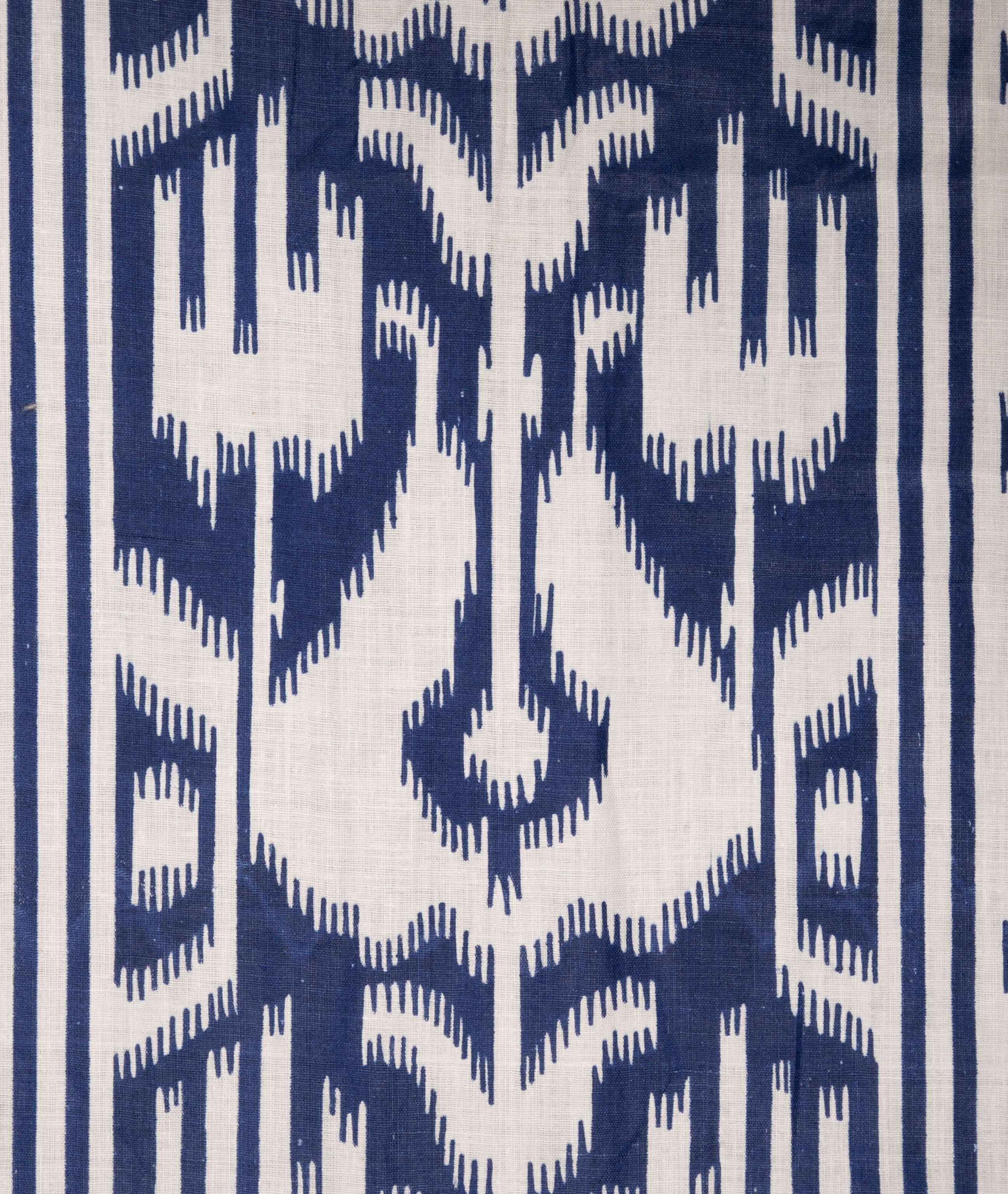 Russian Printed Ikat Design Cotton Fabric Panel, Mid-20th Century or Earlier For Sale 1