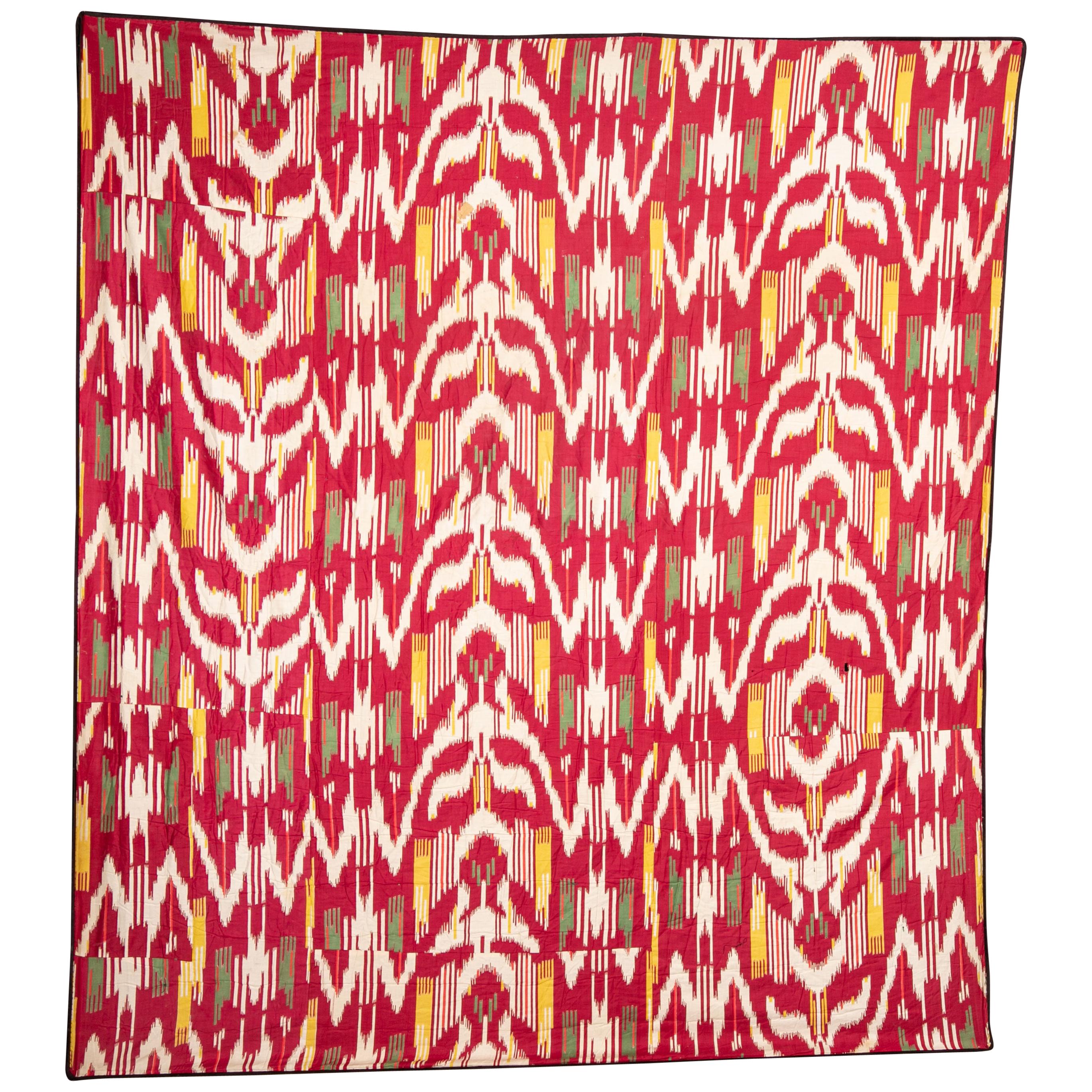 Russian Printed Ikat Design Cotton Fabric Panel, Mid-20th Century or Earlier For Sale