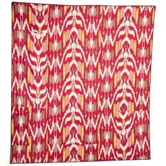 Russian Printed Ikat Design Cotton Fabric Panel, Mid-20th Century or Earlier