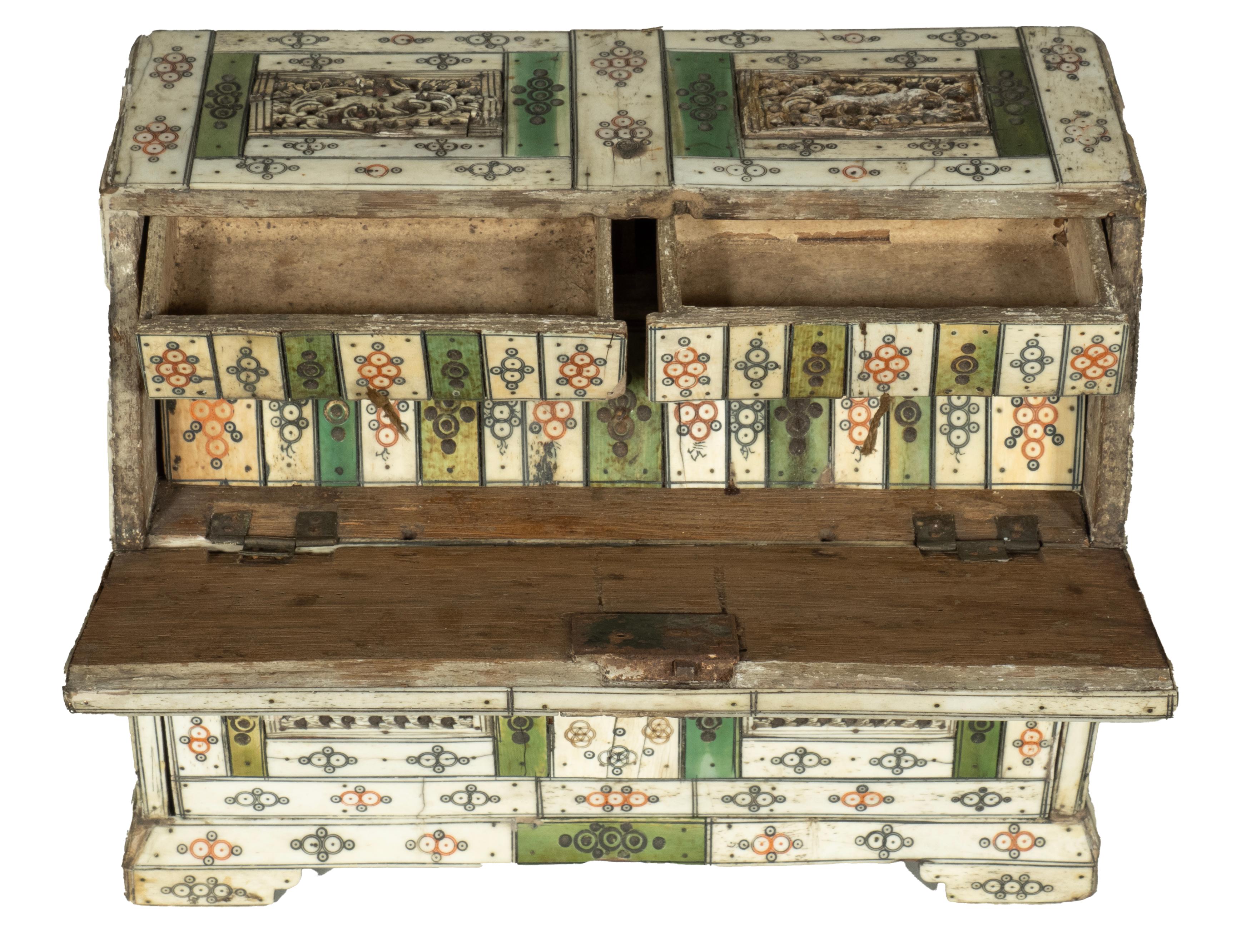 Russian Prisoner Of War Carved Bone Miniature Desk For Sale 9