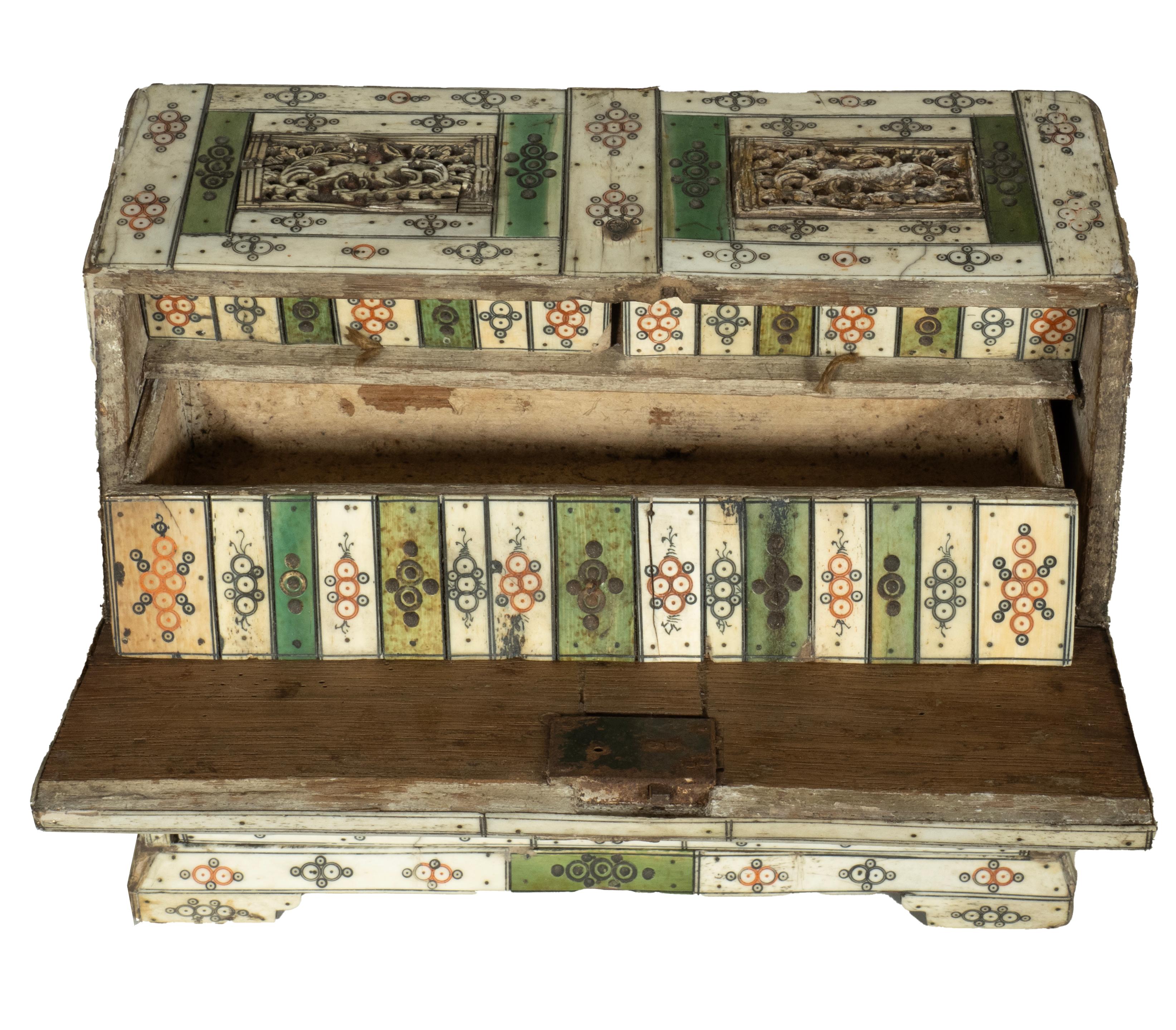 Russian Prisoner Of War Carved Bone Miniature Desk For Sale 10