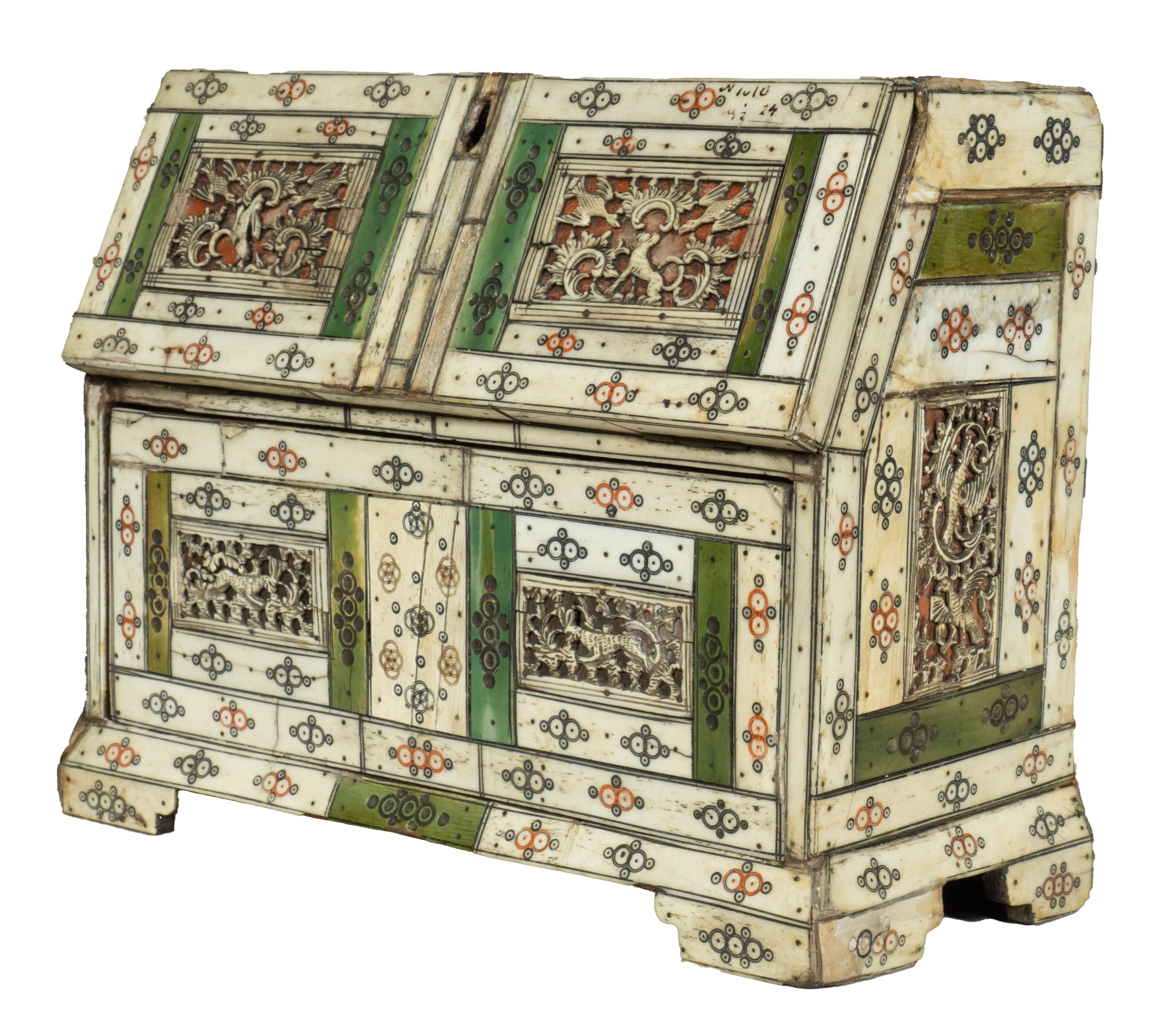 Russian Prisoner Of War Carved Bone Miniature Desk For Sale 3