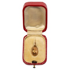 Vintage Russian Reeded Gold Easter Egg Pendant, circa 1910