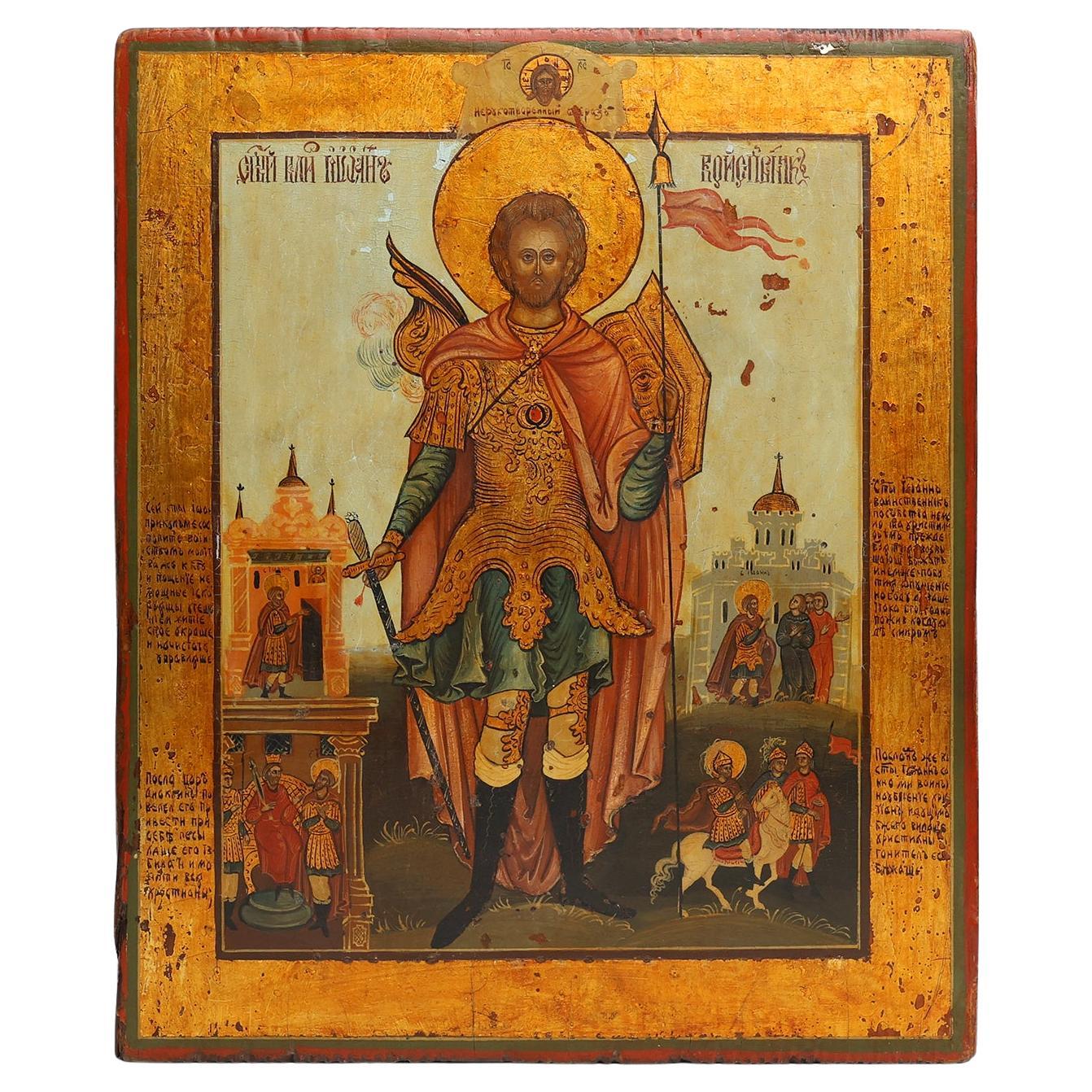 Icone religieuse russe de St. Johns, 19e siècle en vente