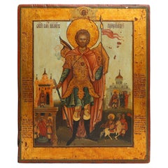 Russian Religious Icon of St. John the Warrior, 19th Century