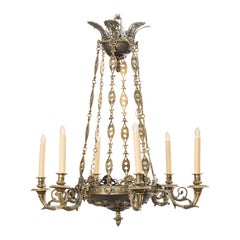 Russian Renaissance Revival Style Six-Light Bronze Chandelier