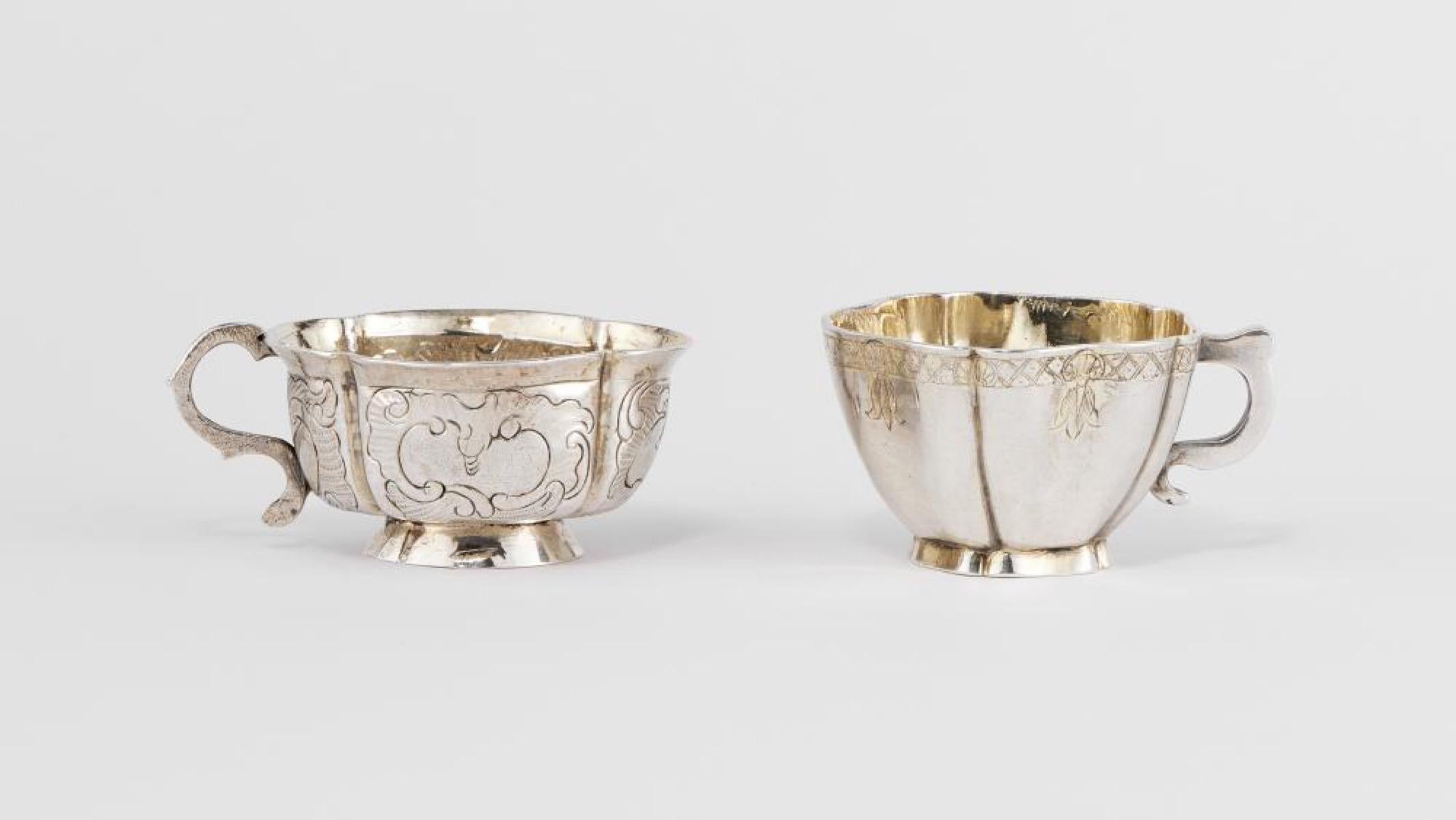 Repoussé Russian Repousse Cups Ivan Frolov St. Petersburg 1743, Fyedor Petrov Moscow 1778