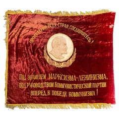 Retro Russian Revolutionary Flag Front and Back Fringes, circa 1950