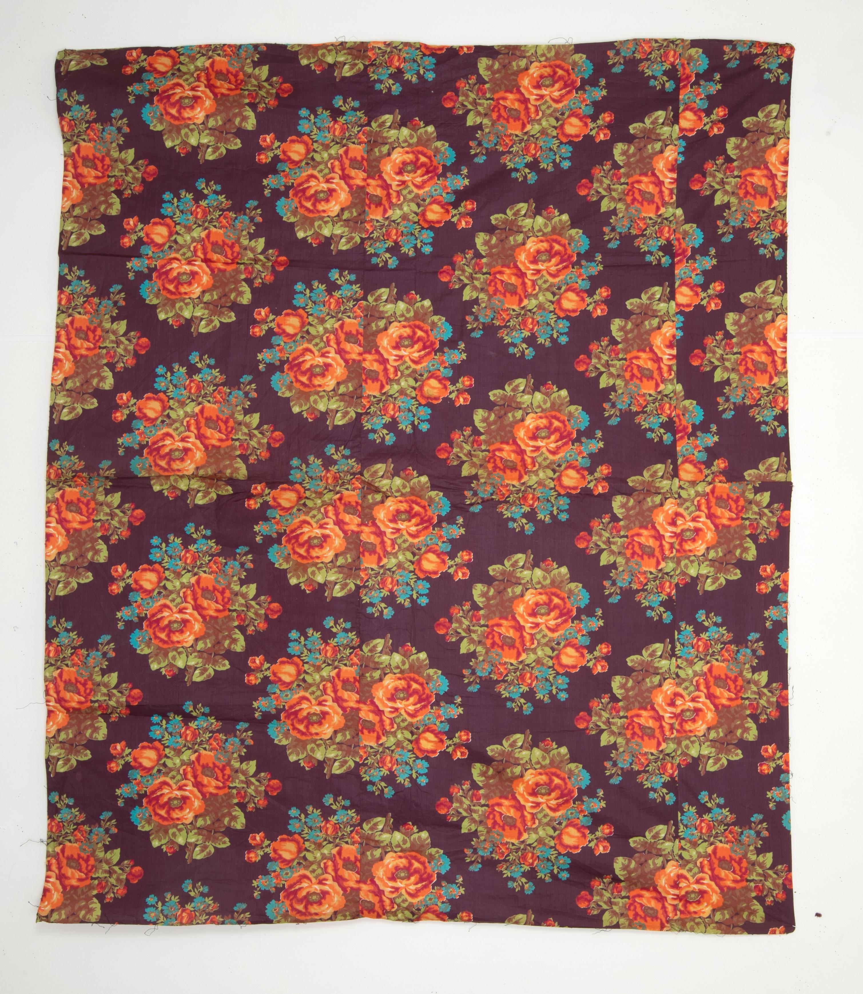 These type of Russian prints that are also called 'trade cloth' since they were made for Central Asian markets. They were used to make blankets and dresses, and also used for the lining of ikat chapans.