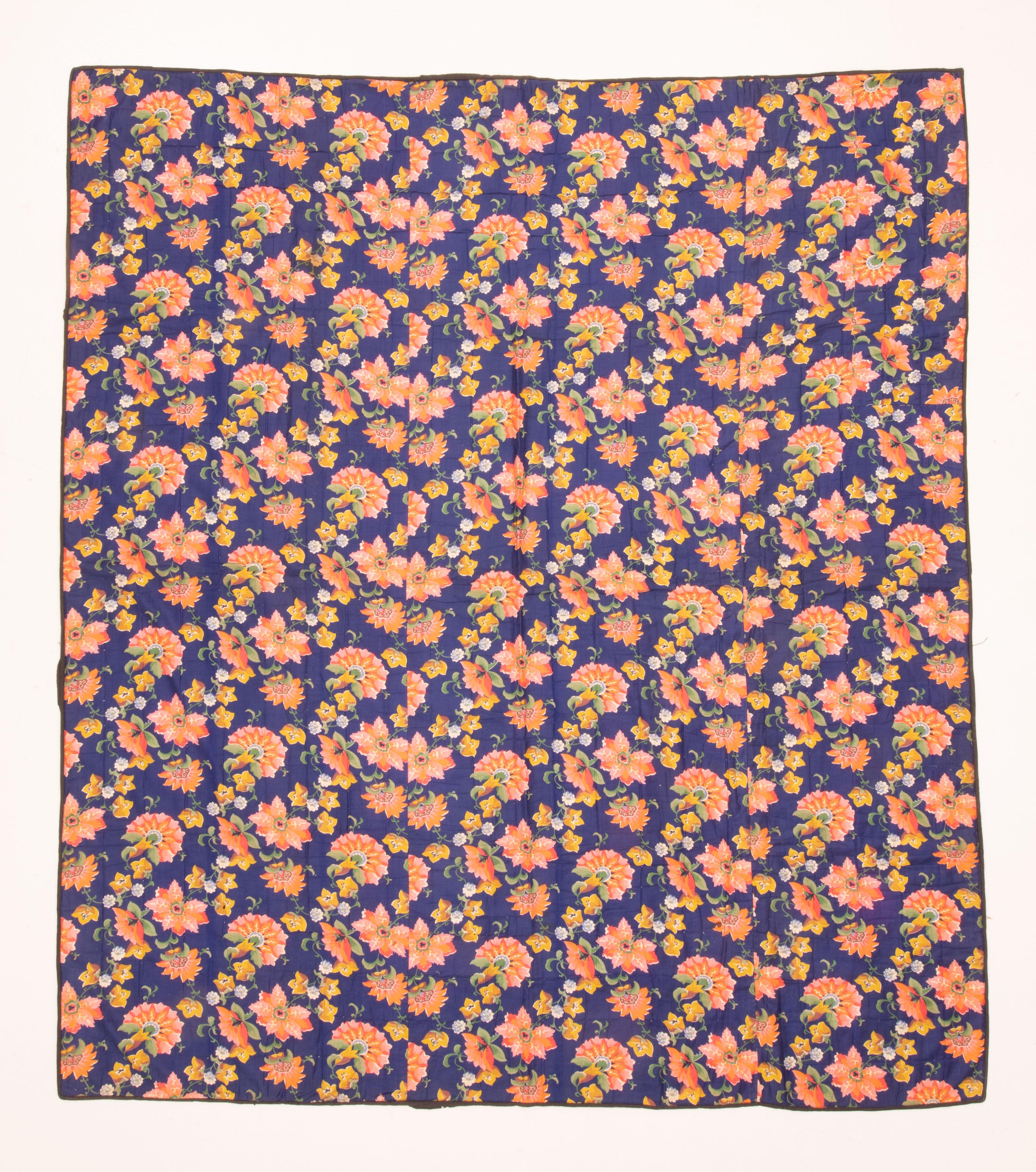 These type of Russian roller printed prints that are also called 'trade cloth' since they were made for Central Asian markets. They were used to make blankets and dresses, and also used for the lining of ikat chapans.