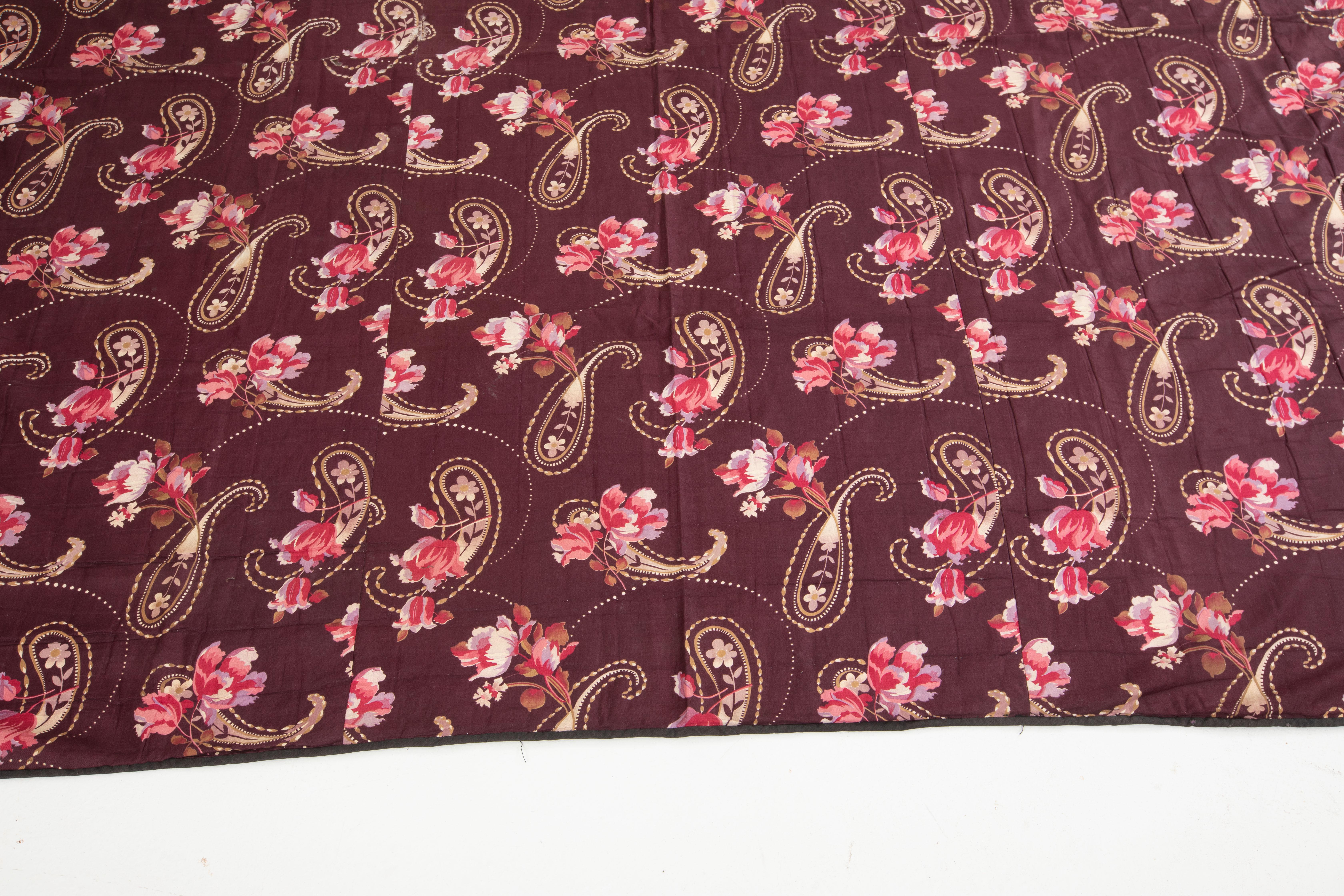 Woven Russian Roller Printed Cotton Fabric Panel, Mid-20th Century or Earlier For Sale