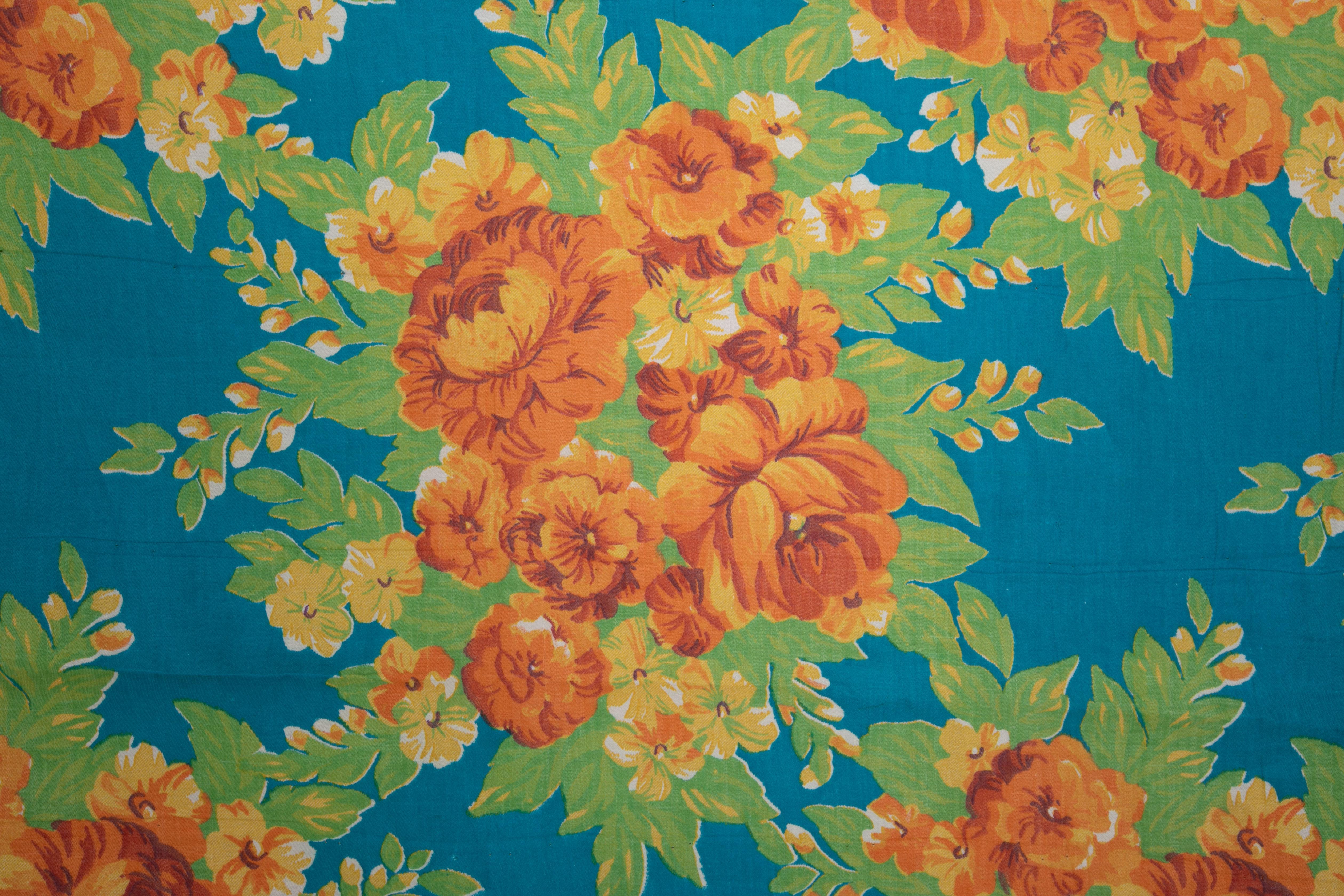 Woven Russian Roller Printed Cotton Fabric Panel, Mid-20th Century or Earlier For Sale